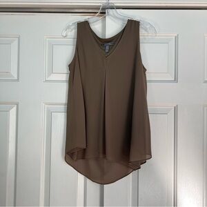 Lisa Rinna Collection Solid Sleeveless Tank Top Flowy Muted Olive Green XXS